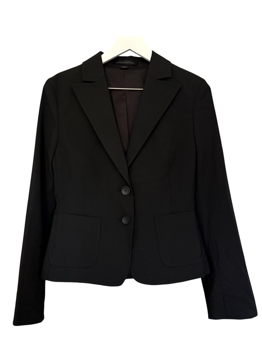 Express Design Studio Black Two Button Front Lined Career Blazer Women’s Size 8